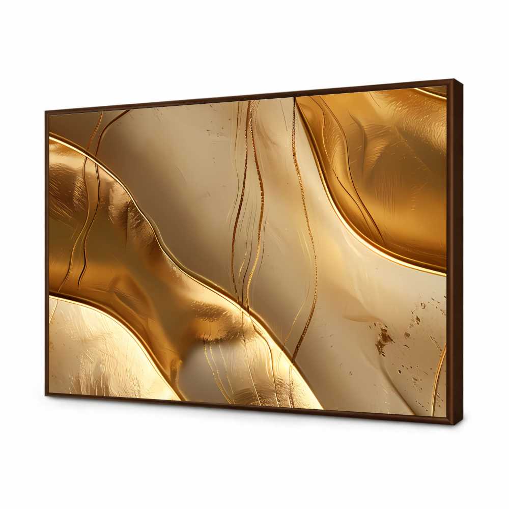 Quadro Decorativo Abstrato Ondas em Ouro Puro
